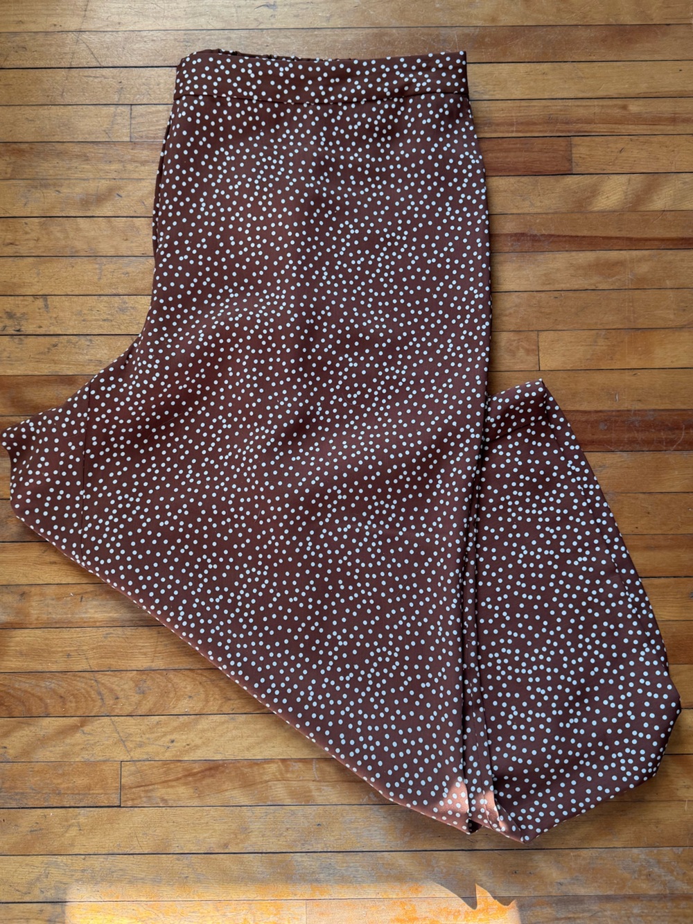 NWT Sz 3x J. Jill Brown and White Polka Dot Polyester Wide Leg Capri Pants